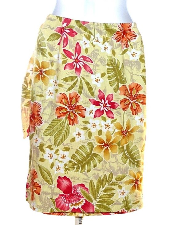Coldwater Creek Hawaiian Skirt Blouse Womens S Small Outfit 2 Piece Set Hibiscus - Picture 5 of 10